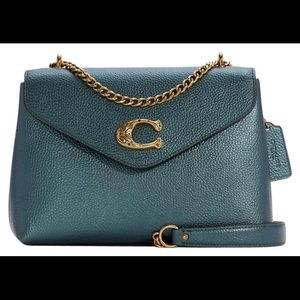 Coach Shoulder Tammie Ol/Metallic Ivy Leather Cross Body Bag